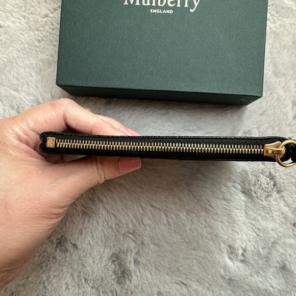 Authentic Mulberry Small Zip Coin Pouch in Black Small Classic Grain - Picture 6 of 10
